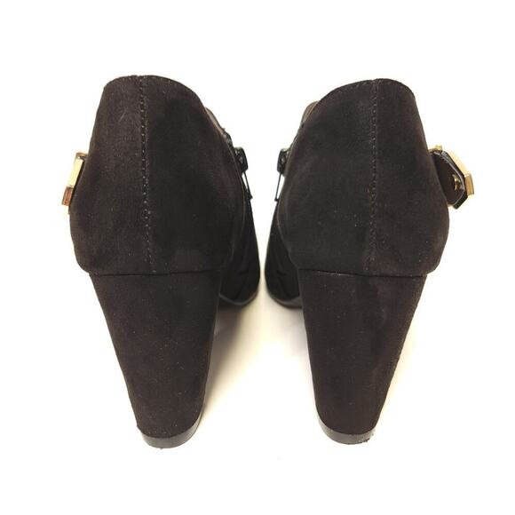 Aerosoles Black Heels Size 8.5 Effortless Shooties Gold Buckle - Picture 6 of 16